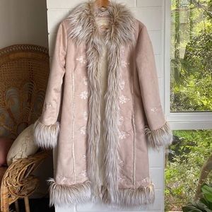 Blush pink fur Penny Lane Afghan coat